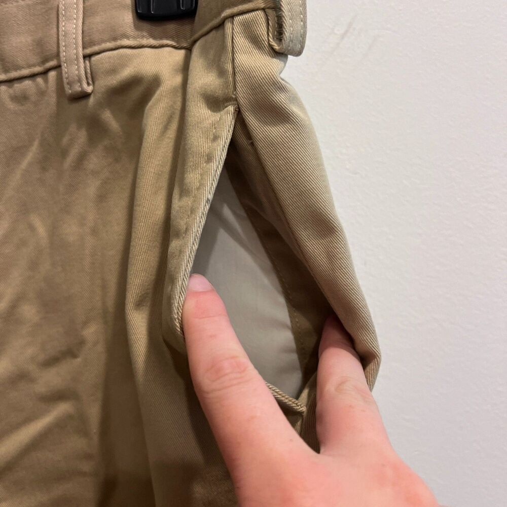 Lands' End Boys Dress Pants Beige Sz 18 Cotton Straight Flat Front Button Zip - Picture 7 of 10